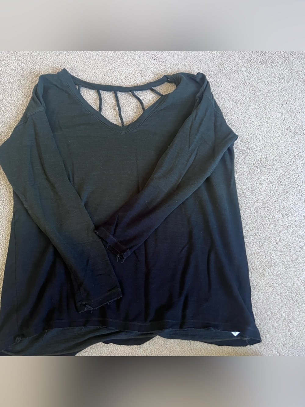 American eagle Women’s green fading to Black Long-Sleeve Top with Strappy Back